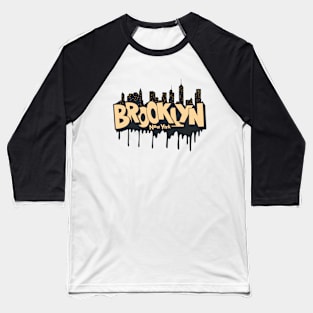 New York Brooklyn - Brooklyn Schriftzug - Brooklyn Logo mit skyline Baseball T-Shirt